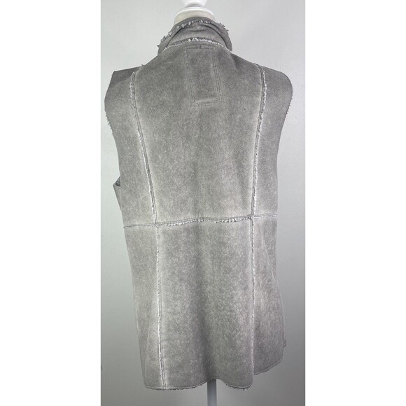 Johnny Was Pete Greta Vest Full Zip Faux Suede Sherpa Fur Gray M Pockets Western - Picture 8 of 14